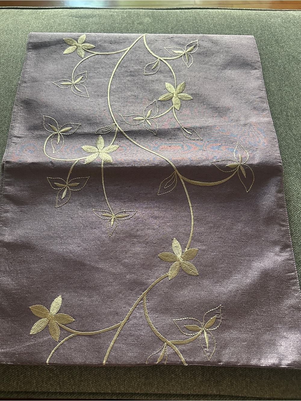 Embroidered Floral Runner in Lavender with Cream Accents (72 Inches)